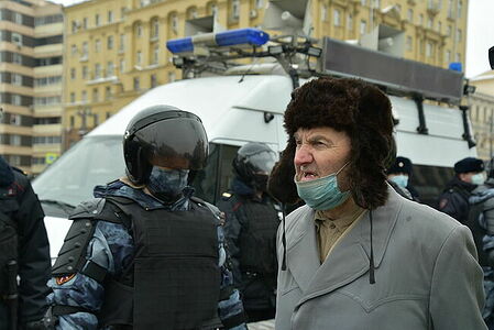 Participant of a protest action against the arbitrariness of law enforcement agencies, Moscow