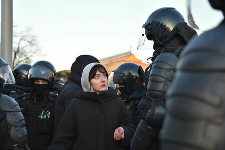 Participant of the anti-war action, Moscow
