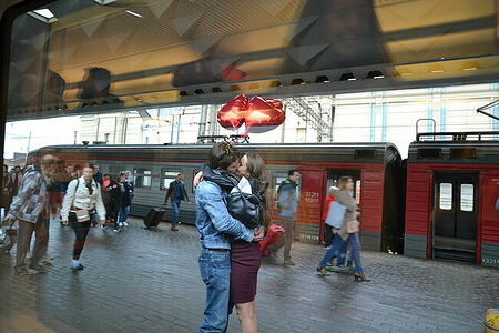 Lovers at the train station