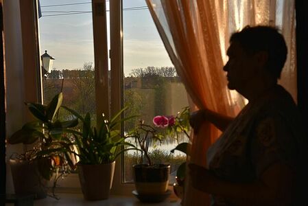 A villager shows a field that will be built up, Kursk region
