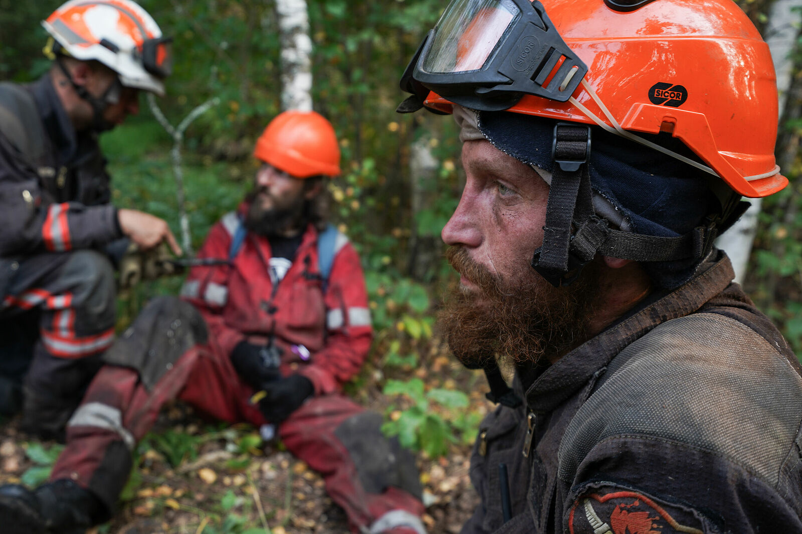 Photojournalist Anastasia Tsitsinova. Portraits. Untitled Volunteer firefighters after extinguishing a peat bog